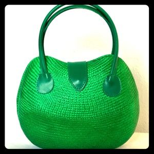 Handwoven straw handbag